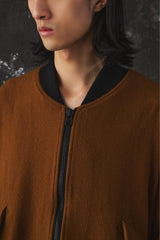 VOAAOV OVERSIZE WOOL BOMBER JACKET 日本設計品牌 棕色羊毛飛行員外套