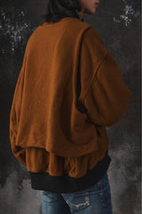 VOAAOV OVERSIZE WOOL BOMBER JACKET 日本設計品牌 棕色羊毛飛行員外套