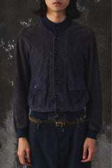 Valstar Valstarino Suede Bomber Jacket 深藍格紋麂皮飛行外套 意大利製