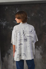 Porter Classic MONSIEUR KURATA COTTON LINEN SHORT SLEEVE SHIRT棉麻新聞印花開襟短袖襯衫