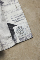 Porter Classic MONSIEUR KURATA COTTON LINEN SHORT SLEEVE SHIRT棉麻新聞印花開襟短袖襯衫