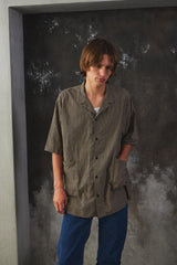 CONFECT Cotton Linen Gingham Check Open Collar Shirt 日本設計師品牌 棉麻格紋開襟襯衫