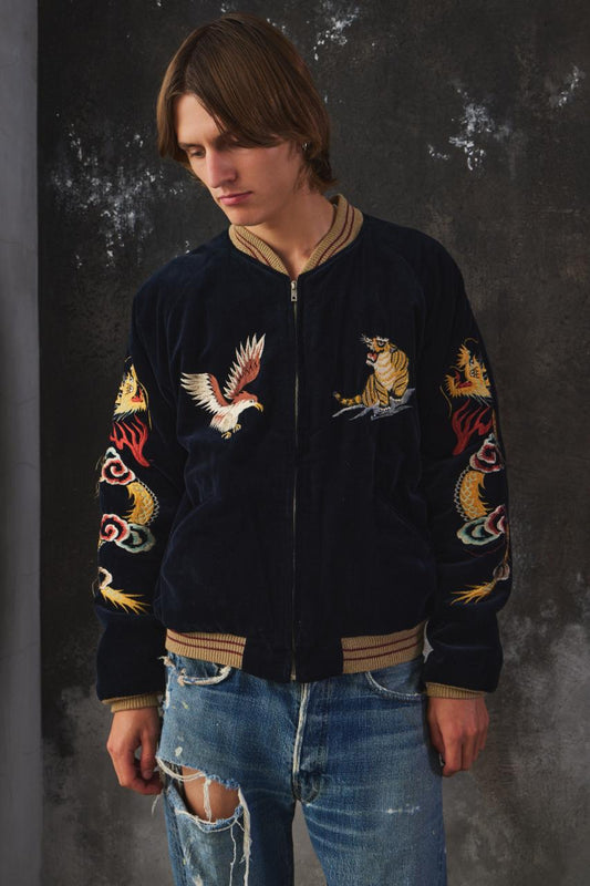 Tailor Toyo Velvet × Quilted Satine Reversible Souvenir Jacket "3rd Marine Division"