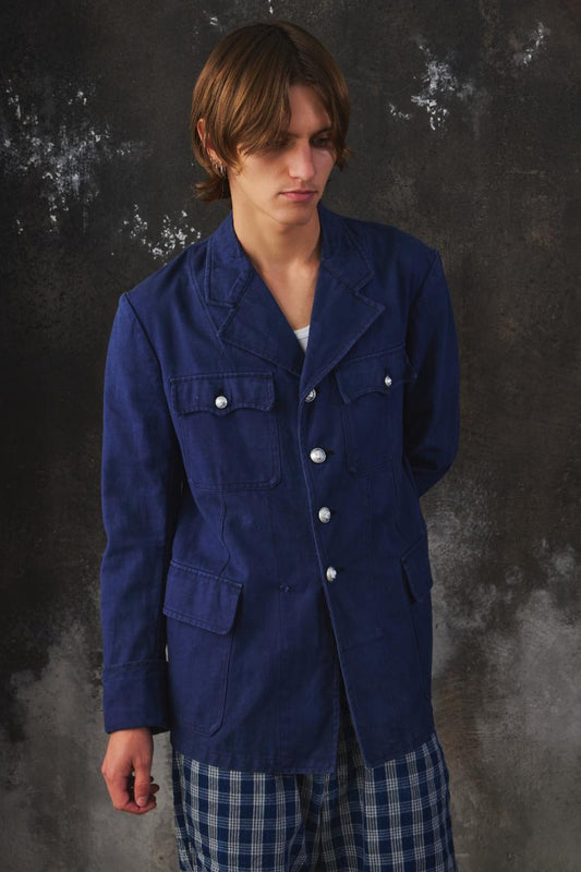 60s French Fireman Cotton Canvas Work Jacket法國公發消防員棉帆布工裝外套