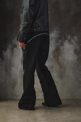 Vintage Remake "Double Zip" Flare Denim Pants - Black 改製 雙面拉鍊可調式 擴展靴型褲 喇叭褲 黑