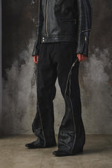 Vintage Remake "Double Zip" Flare Denim Pants - Black 改製 雙面拉鍊可調式 擴展靴型褲 喇叭褲 黑