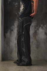 Vintage Remake "Double Zip" Flare Denim Pants - Fade Black改製 雙面拉鍊可調式 擴展靴型褲 喇叭褲 水洗黑