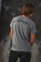 Ed Hardy "Beautiful Death" Tattoo Graphic Heather Grey Tee 刺繡印花雜灰短T