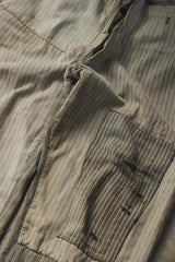 1940-50s Vintage French Pinstripe Patched Workwear Trousers Le Grand Condé Tag Distressed Archival Style 法國古著條紋補丁工裝長褲