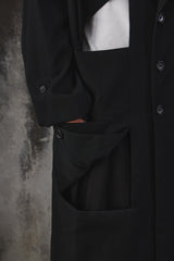 Yohji Yamamoto POUR HOMME Wool Gabardine Diagonal Button Long Jacket 山本耀司 斜向鈕扣長款大衣 全新含吊牌