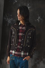 Vtg 50s Mac Murray Western Gabardine Jacket Black with Smile Pockets Mac Murray 50 年代華達呢西式刺繡外套 黑色微笑口袋復古夾克