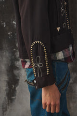 Vtg 50s Mac Murray Western Gabardine Jacket Black with Smile Pockets Mac Murray 50 年代華達呢西式刺繡外套 黑色微笑口袋復古夾克