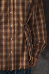 ANOWHEREMAN Over-sized Checked Flannel Shirt Raw Edge Streetwear 台灣設計師品牌 鬚邊長袖格紋襯衫