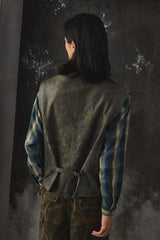 Faded Sage Green Leather Vest舊化灰綠色皮革背心