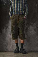 SONGZIO ONZ Camo Ripstop Cargo Distressed Shorts 韓國設計師品牌 迷彩防撕裂工裝短褲