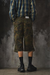 SONGZIO ONZ Camo Ripstop Cargo Distressed Shorts 韓國設計師品牌 迷彩防撕裂工裝短褲