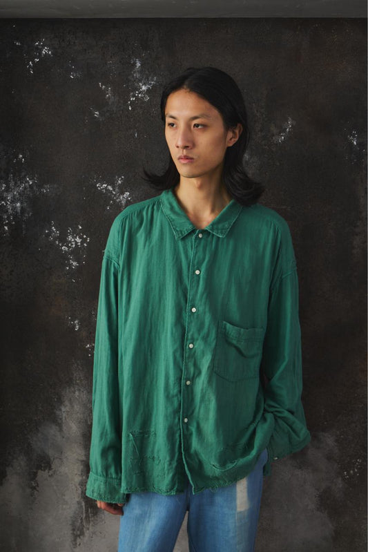 Ancellm Double Gauze Crash LS Shirt 日本設計師品牌 雙紗布破損風格長袖襯衫
