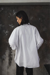 refomed - WRIST PATCH WIDE SHIRT "STRIPE" 日本設計師品牌 條紋寬幅縮口袋長袖襯衫