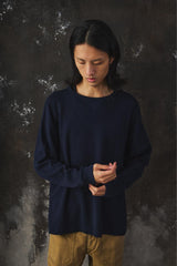 Porter Classic H/W THERMAL CREWNECK Navy 手工刺繡感華格夫針織圓領衫