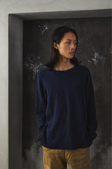 Porter Classic H/W THERMAL CREWNECK Navy 手工刺繡感華格夫針織圓領衫