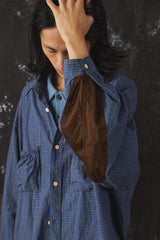 refomed WRIST PATCH WIDE SHIRT "CHECK" 日本設計師品牌 寬幅雙口袋格紋長袖襯衫