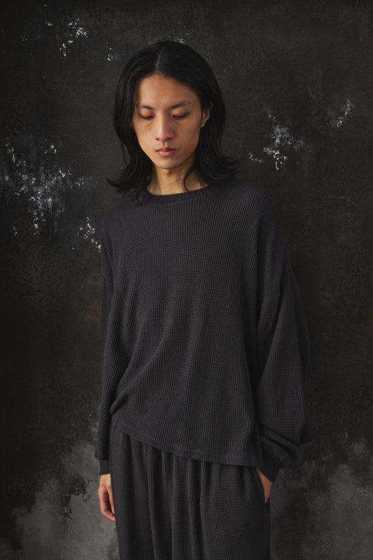 refomed AZEAMI THERMAL TEE 日本設計師品牌 華格夫圓領寬幅長袖上衣 炭灰色