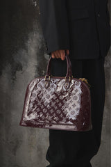 Louis Vuitton Alma GM Patent Leather Top-handle Handbag Burgundy