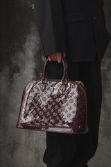 Louis Vuitton Alma GM Patent Leather Top-handle Handbag Burgundy