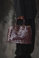 Louis Vuitton Alma GM Patent Leather Top-handle Handbag Burgundy