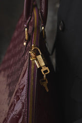Louis Vuitton Alma GM Patent Leather Top-handle Handbag Burgundy