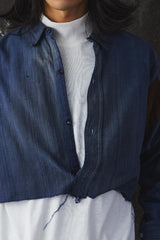 1930s French Hand-Dyed Indigo Patchwork Shirt 30年代法國手染靛藍拼接襯衫