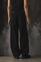 Yoke 3PLEATED WIDE-LEG TROUSERS 日本設計師品牌 黑色寬版棉質褲