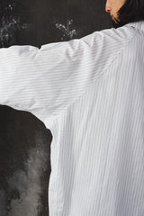 My Beautiful Landlet POPLIN STRIPED SLEEVE SHIRT -White日本設計師品牌 府綢條紋寬幅短袖襯衫