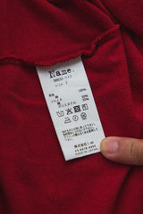 Name. Indian Cotton Kanoko Big Polo Shirt Red 日本時尚品牌 紅色棉質鹿子織開襟短袖 藍白條紋下擺