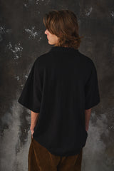 Graphpaper Cotton Pique Jersey S/S Skipper Polo Shirt 黑色寬鬆落肩Polo杉