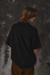 Graphpaper Cotton Pique Jersey S/S Skipper Polo Shirt 黑色寬鬆落肩Polo杉