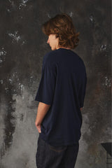 UNITED ARROWS OrganicCotton Narrow Binder T-SHIRT 藍色有機棉窄邊滾領短T