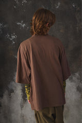 ISNESS MUSIC House Flocky T-shirt 日本設計師品牌 咖啡色植絨印花寬鬆短T