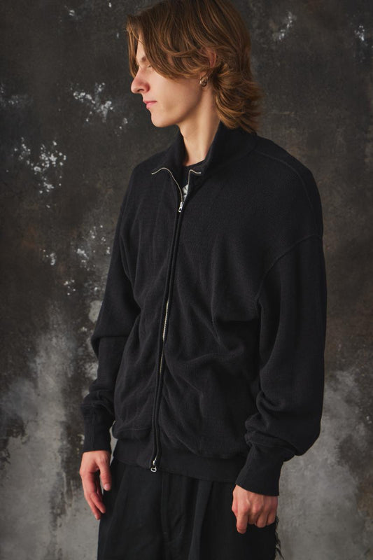 Old Joe Brand WAVY RIB TRAINING Jacket 日本設計師品牌 黑色波浪羅紋針織夾克