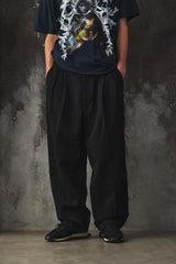 Needles - Raw Edge Trouser W/L Herringbone - Black 羊毛混紡抽鬚邊長褲