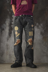 Number (N)ine AW04 "Give Peace a Chance" Patchwork Distressed Denim 宮下貴裕 破壞貼布牛仔褲