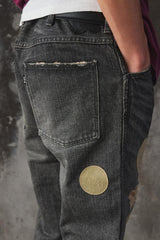 Number (N)ine AW04 "Give Peace a Chance" Patchwork Distressed Denim 宮下貴裕 破壞貼布牛仔褲