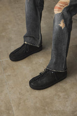 Marsell Pallottola Pomice Reversed Leather Derby Shoes 意大利工匠品牌 黑色麂皮密集綁帶德比鞋