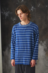 Porter Classic - CLASSIC BORDER MOCK NECK LONG SLEEVE SHIRT - BLUE