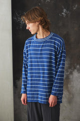 Porter Classic - CLASSIC BORDER MOCK NECK LONG SLEEVE SHIRT - BLUE