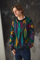 1990’s Vintage Coogi 3D Knit Crewneck Sweater澳洲古著 萬花筒色立體編織圓領針織毛衣 澳洲製