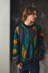 1990’s Vintage Coogi 3D Knit Crewneck Sweater澳洲古著 萬花筒色立體編織圓領針織毛衣 澳洲製