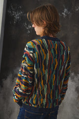 1990’s COOGI Australia Classic Multi-Color 3D Knit Cotton Cardigan 澳洲古著 多色立體針織純棉開襟衫 澳洲製