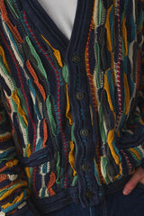 1990’s COOGI Australia Classic Multi-Color 3D Knit Cotton Cardigan 澳洲古著 多色立體針織純棉開襟衫 澳洲製