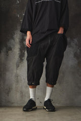 Hamcus Mesh-Panel Cargo Drop-Crotch Shorts/Cropped Pants-Black